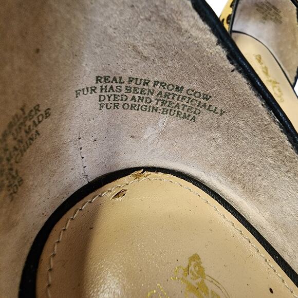 Coach Women's Shoes, Cheetah Print Leather Cow Fur Strappy Peep Toe Heels, Sz 8 - Picture 3 of 12